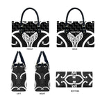 Aotearoa Atua Tangaroa Personalised Leather Bag God Of The Sea Maori Whale Tail Black