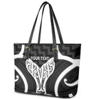 Aotearoa Atua Tangaroa Personalised Leather Tote Bag God Of The Sea Maori Whale Tail Black