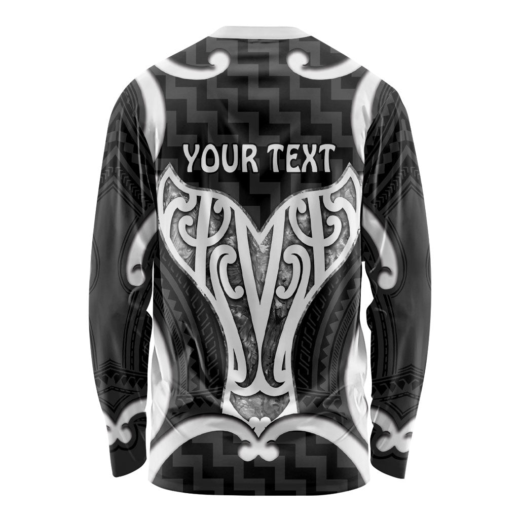 Aotearoa Atua Tangaroa Personalised Long Sleeve Shirt God Of The Sea Maori Whale Tail Black