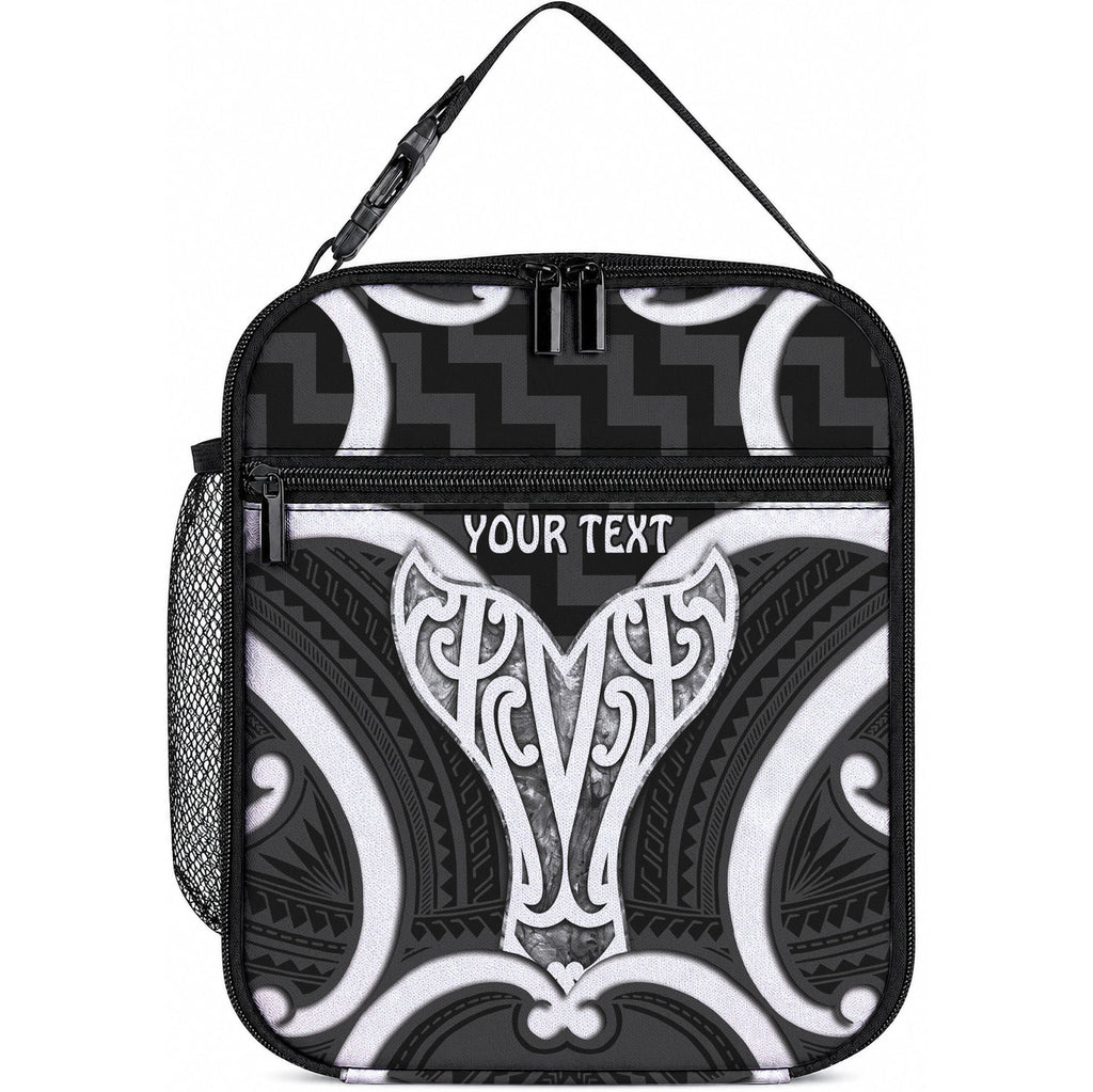 Aotearoa Atua Tangaroa Personalised Lunch Bag God Of The Sea Maori Whale Tail Black