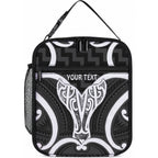 Aotearoa Atua Tangaroa Personalised Lunch Bag God Of The Sea Maori Whale Tail Black