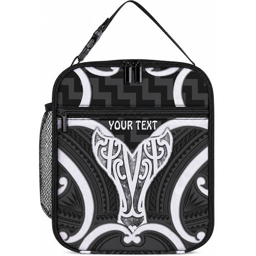 Aotearoa Atua Tangaroa Personalised Lunch Bag God Of The Sea Maori Whale Tail Black