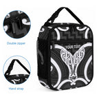 Aotearoa Atua Tangaroa Personalised Lunch Bag God Of The Sea Maori Whale Tail Black