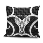 Aotearoa Atua Tangaroa Personalised Pillow Cover God Of The Sea Maori Whale Tail Black