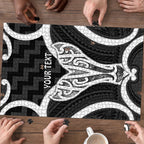 Aotearoa Atua Tangaroa Personalised Puzzle God Of The Sea Maori Whale Tail Black