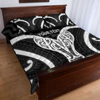 Aotearoa Atua Tangaroa Personalised Quilt Bed Set God Of The Sea Maori Whale Tail Black