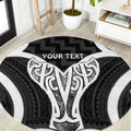 Aotearoa Atua Tangaroa Personalised Round Carpet God Of The Sea Maori Whale Tail Black