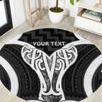 Aotearoa Atua Tangaroa Personalised Round Carpet God Of The Sea Maori Whale Tail Black