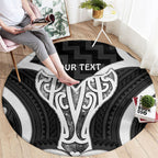 Aotearoa Atua Tangaroa Personalised Round Carpet God Of The Sea Maori Whale Tail Black