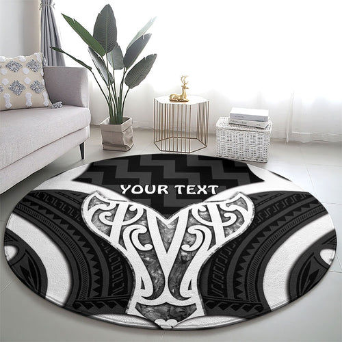 Aotearoa Atua Tangaroa Personalised Round Carpet God Of The Sea Maori Whale Tail Black