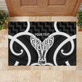 Aotearoa Atua Tangaroa Personalised Rubber Doormat God Of The Sea Maori Whale Tail Black
