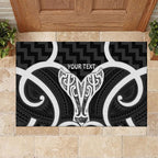 Aotearoa Atua Tangaroa Personalised Rubber Doormat God Of The Sea Maori Whale Tail Black