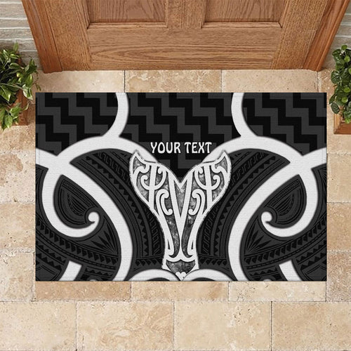 Aotearoa Atua Tangaroa Personalised Rubber Doormat God Of The Sea Maori Whale Tail Black
