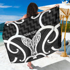 Aotearoa Atua Tangaroa Personalised Sarong God Of The Sea Maori Whale Tail Black