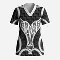 Aotearoa Atua Tangaroa Personalised Scrub Top God Of The Sea Maori Whale Tail Black