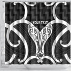 Aotearoa Atua Tangaroa Personalised Shower Curtain God Of The Sea Maori Whale Tail Black