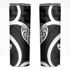 Aotearoa Atua Tangaroa Personalised Skinny Tumbler God Of The Sea Maori Whale Tail Black