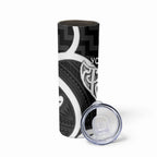 Aotearoa Atua Tangaroa Personalised Skinny Tumbler God Of The Sea Maori Whale Tail Black