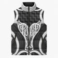 Aotearoa Atua Tangaroa Personalised Sleeveless Puffer Jacket God Of The Sea Maori Whale Tail Black