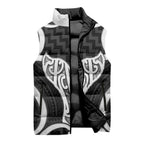 Aotearoa Atua Tangaroa Personalised Sleeveless Puffer Jacket God Of The Sea Maori Whale Tail Black