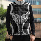 Aotearoa Atua Tangaroa Personalised Sleeveless Puffer Jacket God Of The Sea Maori Whale Tail Black