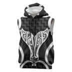 Aotearoa Atua Tangaroa Personalised Sleeveless Zip Hoodie God Of The Sea Maori Whale Tail Black