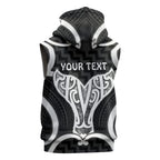 Aotearoa Atua Tangaroa Personalised Sleeveless Zip Hoodie God Of The Sea Maori Whale Tail Black