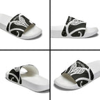 Aotearoa Atua Tangaroa Personalised Slide Sandals God Of The Sea Maori Whale Tail Black