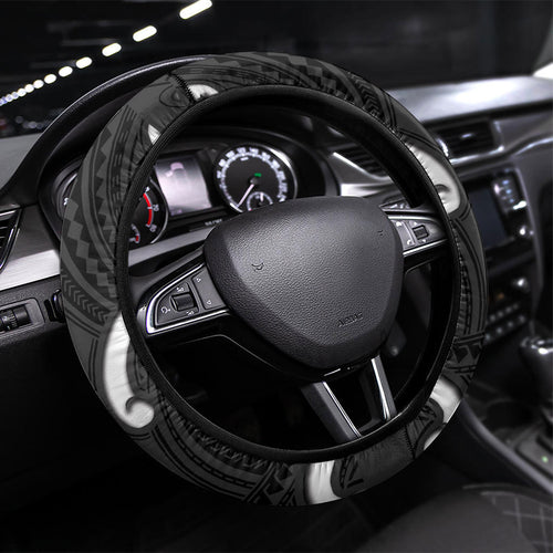 Aotearoa Atua Tangaroa Steering Wheel Cover God Of The Sea Maori Whale Tail Black