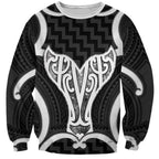 Aotearoa Atua Tangaroa Personalised Sweatshirt God Of The Sea Maori Whale Tail Black