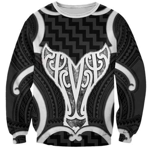 Aotearoa Atua Tangaroa Personalised Sweatshirt God Of The Sea Maori Whale Tail Black