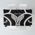 Aotearoa Atua Tangaroa Personalised Tablecloth God Of The Sea Maori Whale Tail Black