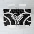 Aotearoa Atua Tangaroa Personalised Tablecloth God Of The Sea Maori Whale Tail Black