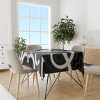 Aotearoa Atua Tangaroa Personalised Tablecloth God Of The Sea Maori Whale Tail Black
