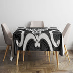 Aotearoa Atua Tangaroa Personalised Tablecloth God Of The Sea Maori Whale Tail Black