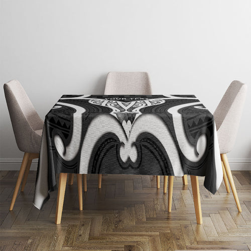 Aotearoa Atua Tangaroa Personalised Tablecloth God Of The Sea Maori Whale Tail Black