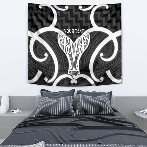 Aotearoa Atua Tangaroa Personalised Tapestry God Of The Sea Maori Whale Tail Black