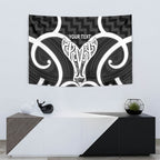 Aotearoa Atua Tangaroa Personalised Tapestry God Of The Sea Maori Whale Tail Black
