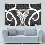 Aotearoa Atua Tangaroa Personalised Tapestry God Of The Sea Maori Whale Tail Black