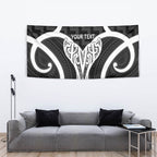 Aotearoa Atua Tangaroa Personalised Tapestry God Of The Sea Maori Whale Tail Black