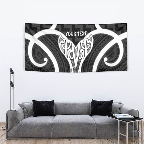 Aotearoa Atua Tangaroa Personalised Tapestry God Of The Sea Maori Whale Tail Black