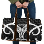 Aotearoa Atua Tangaroa Personalised Travel Bag God Of The Sea Maori Whale Tail Black