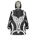 Aotearoa Atua Tangaroa Personalised Wearable Blanket Hoodie God Of The Sea Maori Whale Tail Black