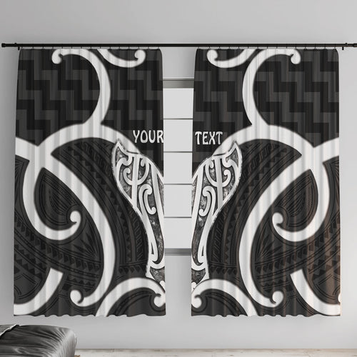 Aotearoa Atua Tangaroa Personalised Window Curtain God Of The Sea Maori Whale Tail Black
