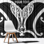 Aotearoa Atua Tangaroa Personalised Window Curtain God Of The Sea Maori Whale Tail Black