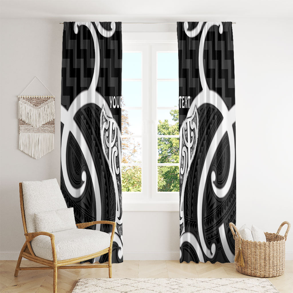 Aotearoa Atua Tangaroa Personalised Window Curtain God Of The Sea Maori Whale Tail Black