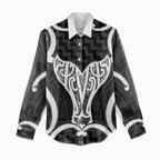 Aotearoa Atua Tangaroa Personalised Women Casual Shirt God Of The Sea Maori Whale Tail Black