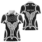 Aotearoa Atua Tangaroa Personalised Women Polo Shirt God Of The Sea Maori Whale Tail Black