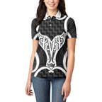 Aotearoa Atua Tangaroa Personalised Women Polo Shirt God Of The Sea Maori Whale Tail Black