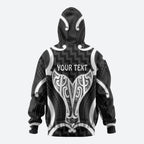 Aotearoa Atua Tangaroa Personalised Zip Hoodie God Of The Sea Maori Whale Tail Black